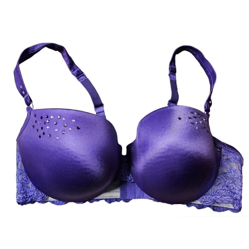Cacique Purple Crystal and Lace Bra Size 40D